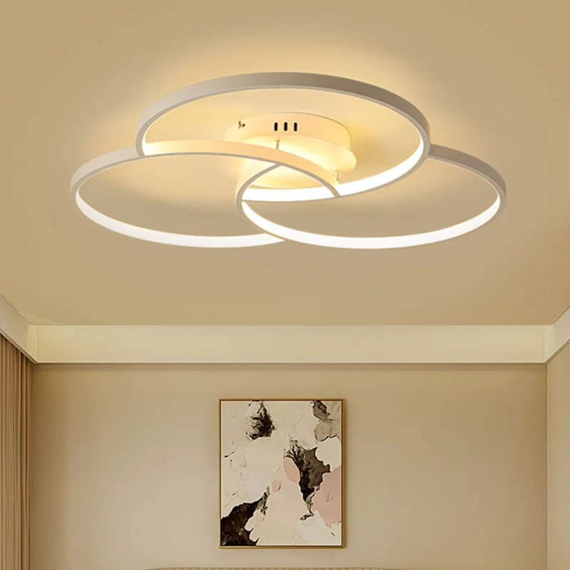 Kruisende ring semi-inbouw moderne metalen zwart/witte LED-plafondarmatuur warm/wit licht, 21,5"/28" breed Clearhalo
