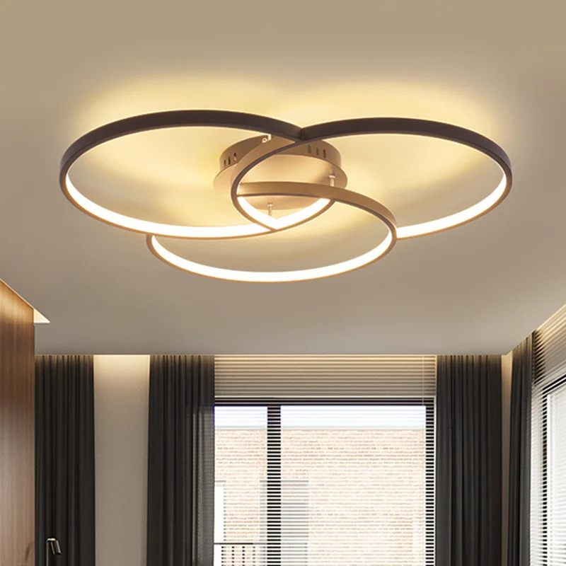 Kruisende ring semi-inbouw moderne metalen zwart/witte LED-plafondarmatuur warm/wit licht, 21,5"/28" breed Clearhalo