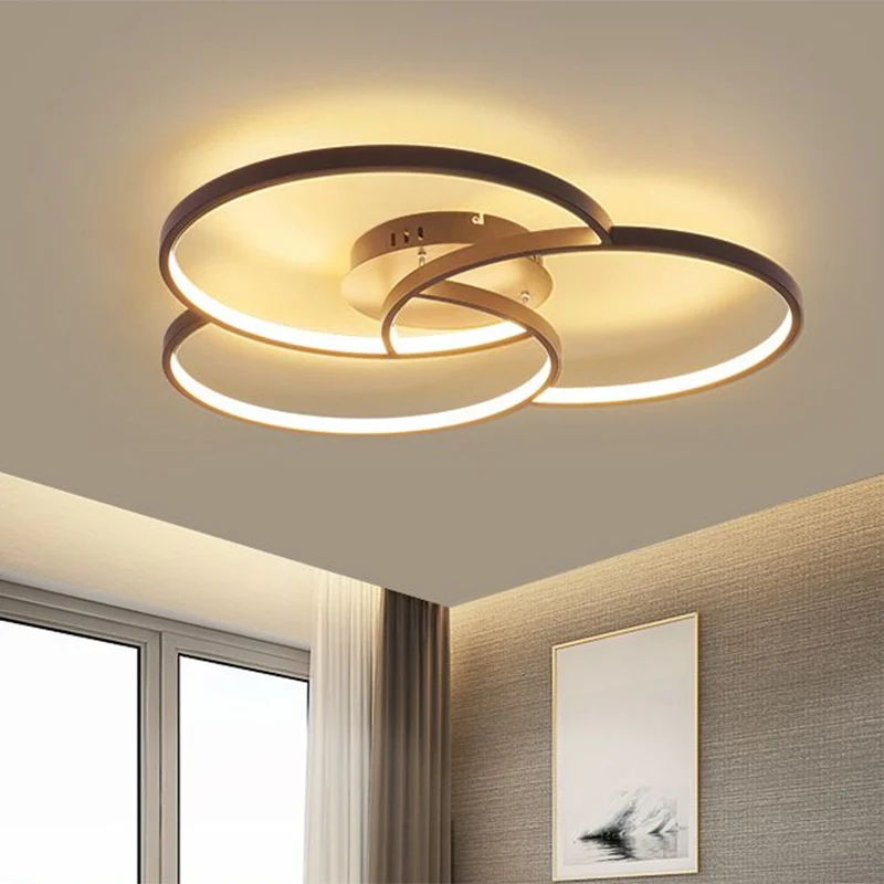 Kruisende ring semi-inbouw moderne metalen zwart/witte LED-plafondarmatuur warm/wit licht, 21,5"/28" breed Clearhalo