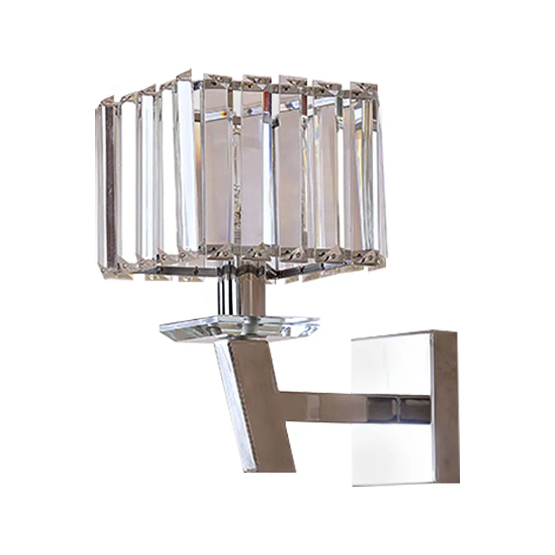 Kubieke heldere kristallen wandlamp Modernisme Stijlvol 1-lichts Chromen wandkandelaar Verlichting voor gang Clearhalo