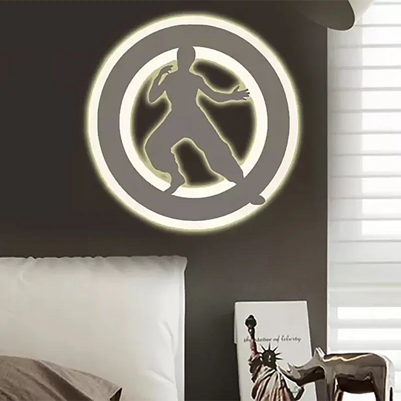 Kung Fu kinderkamer wandlamp acryl sportstijl wandlamp witte afwerking Clearhalo