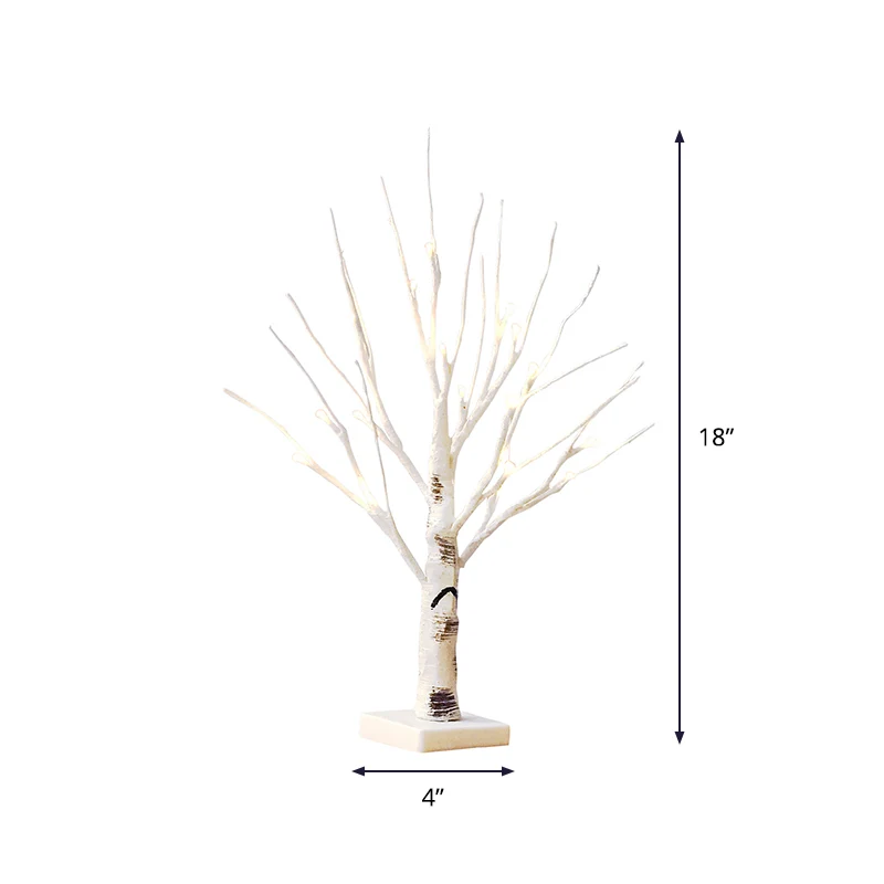 Kunststof berkenbureaulamp Decoratieve LED witte nachtkastjeverlichting voor woonkamer Clearhalo