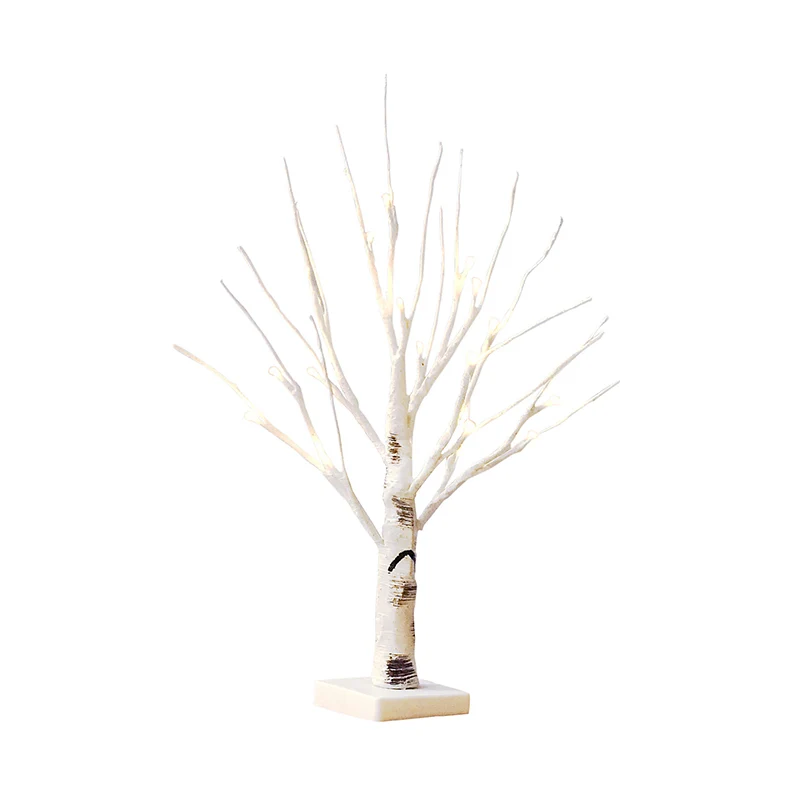Kunststof berkenbureaulamp Decoratieve LED witte nachtkastjeverlichting voor woonkamer Clearhalo