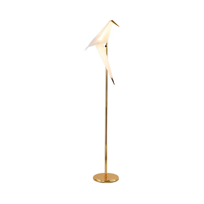 Kunststof gevouwen vloerlamp met vogelvorm moderne stijl LED-vloerlamp met gouden afwerking warm/wit licht Clearhalo