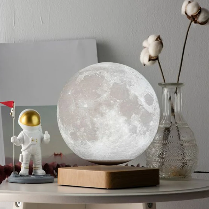 Kunststof maanvormige tafellamp Decoratieve LED witte Maglev nachtkastjelamp voor kinderkamer Clearhalo