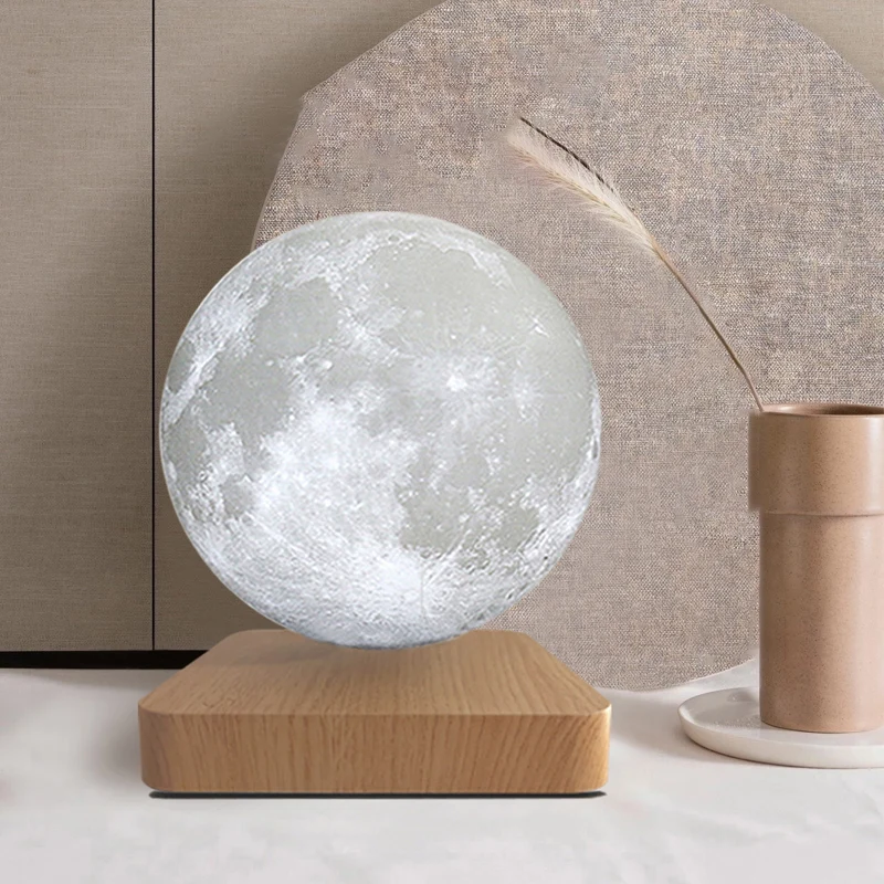 Kunststof maanvormige tafellamp Decoratieve LED witte Maglev nachtkastjelamp voor kinderkamer Clearhalo