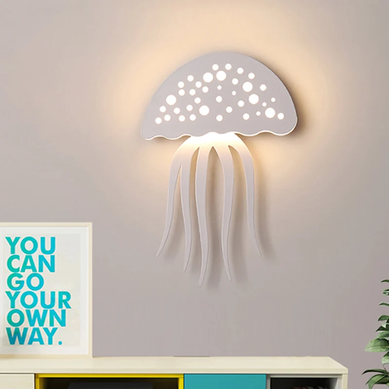 Kwallenvormige schansverlichting Cartoon metalen LED witte wandlamp armatuur voor woonkamer Clearhalo