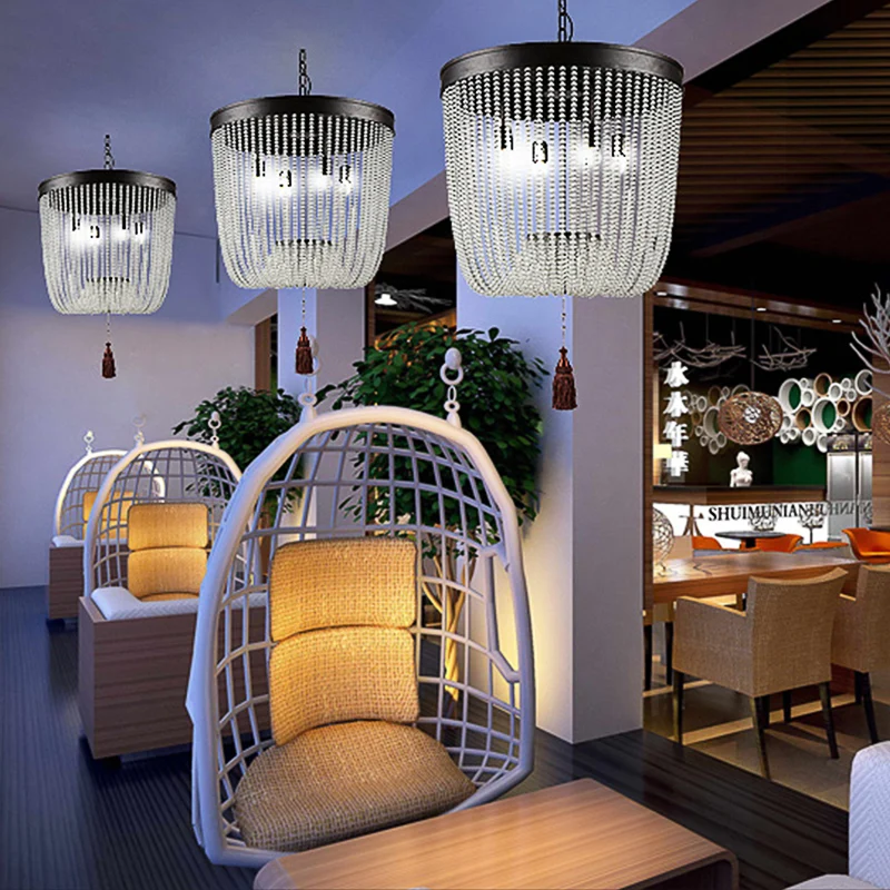 Kwastje kristallen hangende kroonluchter Retro 4-kops zwarte plafondhanglamp voor restaurant Clearhalo