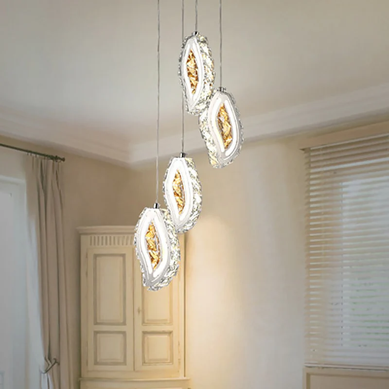 Laat een gefacetteerde kristallen plafondlamp eenvoudige stijl LED-zilveren multi-hanglamp voor de eetkamer achter Clearhalo