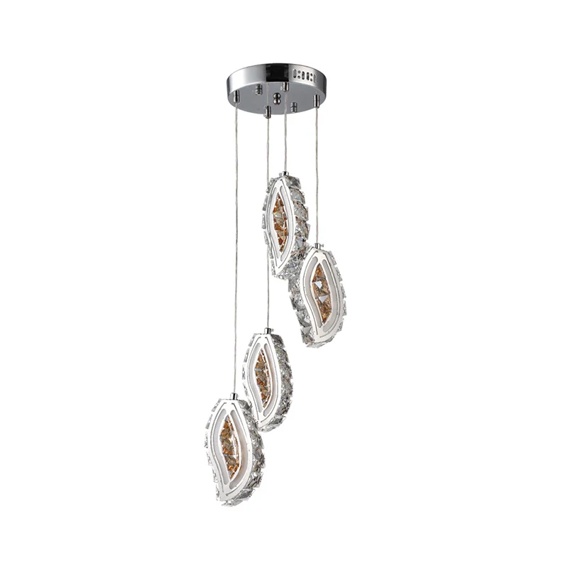 Laat een gefacetteerde kristallen plafondlamp eenvoudige stijl LED-zilveren multi-hanglamp voor de eetkamer achter Clearhalo
