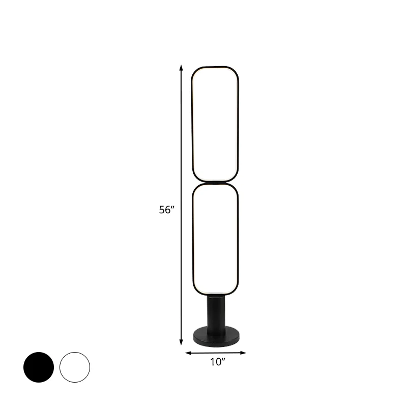 1/2 lagen rechthoekig staande lamp minimalistische metalen LED-slaapkamer leeslamp zwart/wit Clearhalo