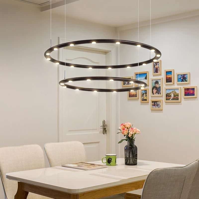 1/2 lagen ringkroonluchter licht modern acryl zwart/wit slaapkamer LED hanglamp warm/wit licht Clearhalo