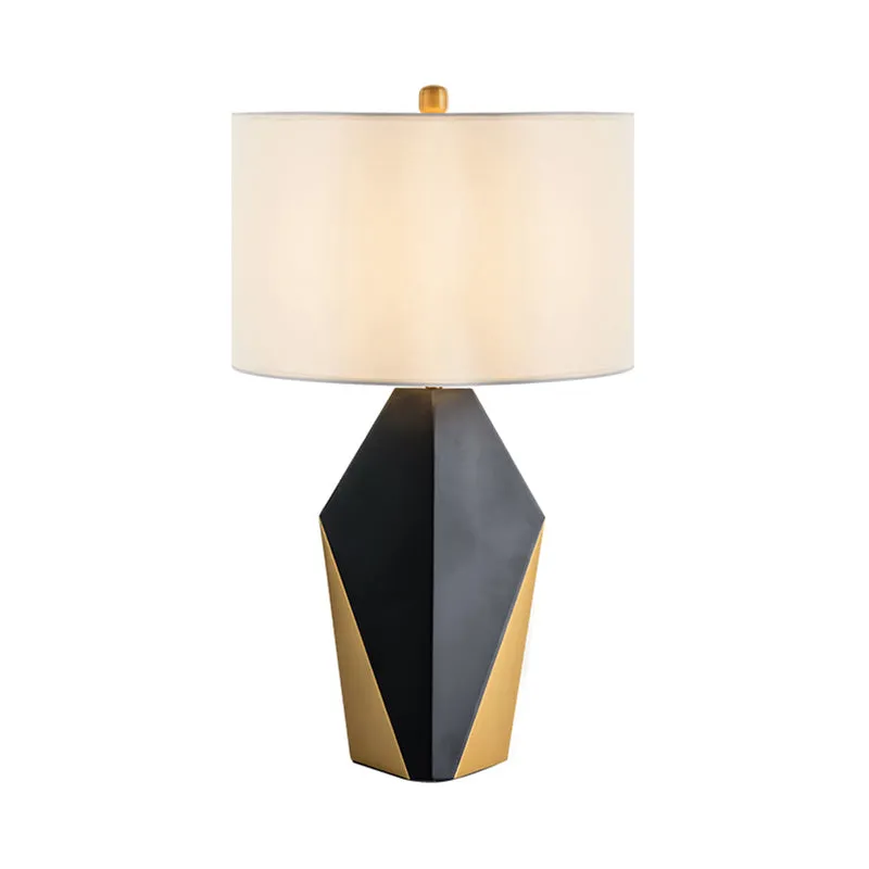 1 Lamp Drum Taaklamp Traditie Metalen Leesboeklamp zwart/wit met stoffen kap Clearhalo