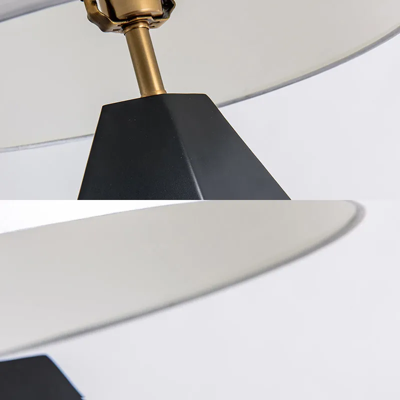 1 Lamp Drum Taaklamp Traditie Metalen Leesboeklamp zwart/wit met stoffen kap Clearhalo