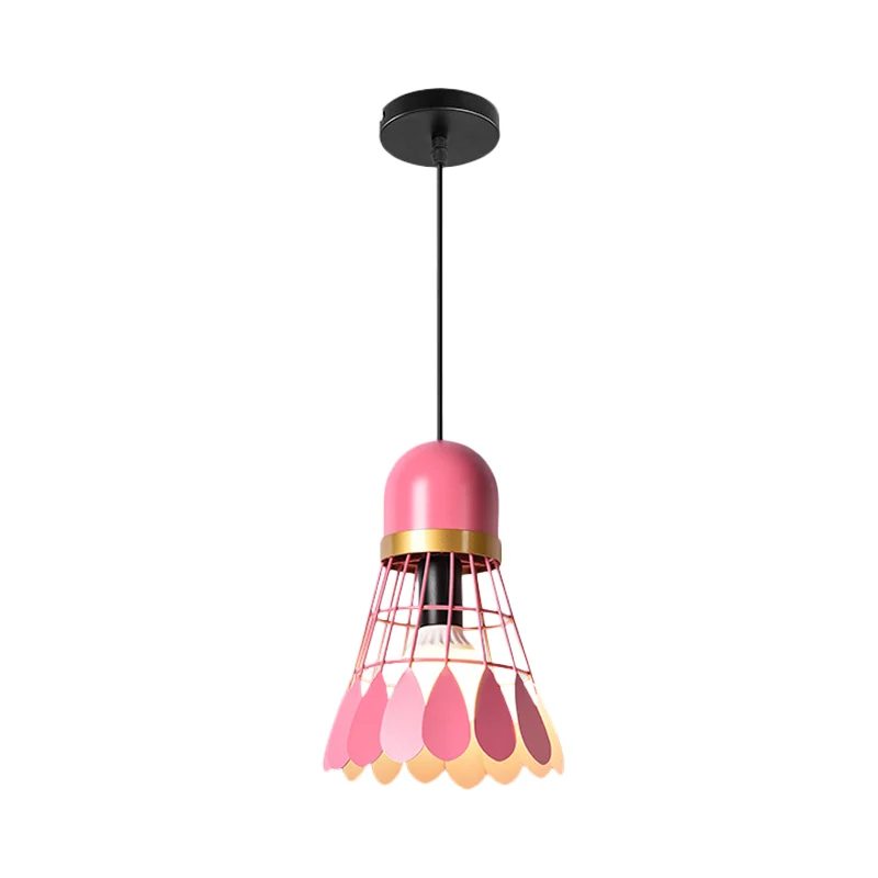 1 Lamp Keuken Dinette Drop Lamp Macaron Roze Hangende Plafondlamp met Fles/Badminton/Kegel Metalen Kap Clearhalo