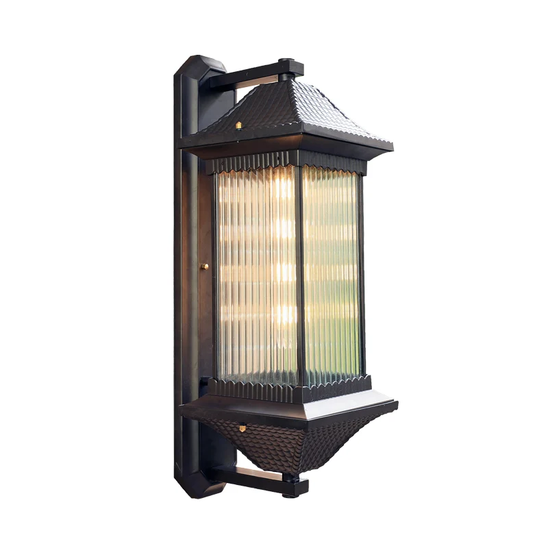 1 lamp kubusvormige schans verlichting rustieke donkere koffie helder geribbeld glas wandgemonteerde lamp, 9"/10" breed Cl...