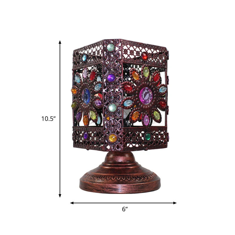 1 Lamp Nachtkastje Verlichting Boheemse Rechthoek/Globe Metalen Nachtkastje Lamp Rood/Geel/Paars voor Slaapkamer Clearhalo