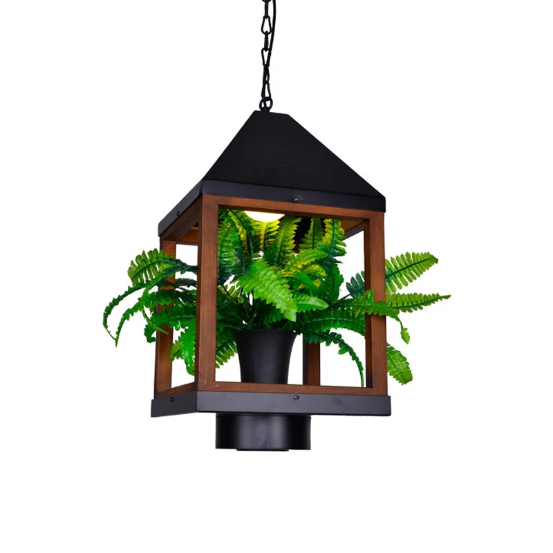 1 Lamp Pavilion Hanglamp Factory Zwart Metallic Hanglamp met Bonsai voor Eetkamer Clearhalo