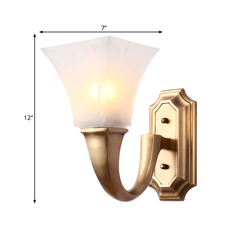 1 lamp schanslamp met uitlopende kap matglas vintage stijl slaapkamer wandmontage lamp goud Clearhalo