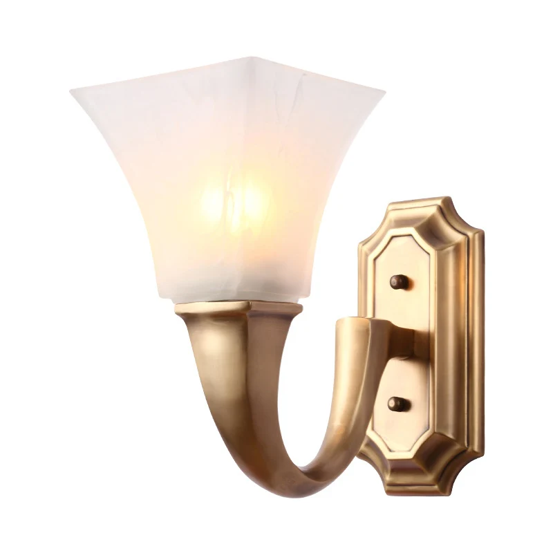 1 lamp schanslamp met uitlopende kap matglas vintage stijl slaapkamer wandmontage lamp goud Clearhalo