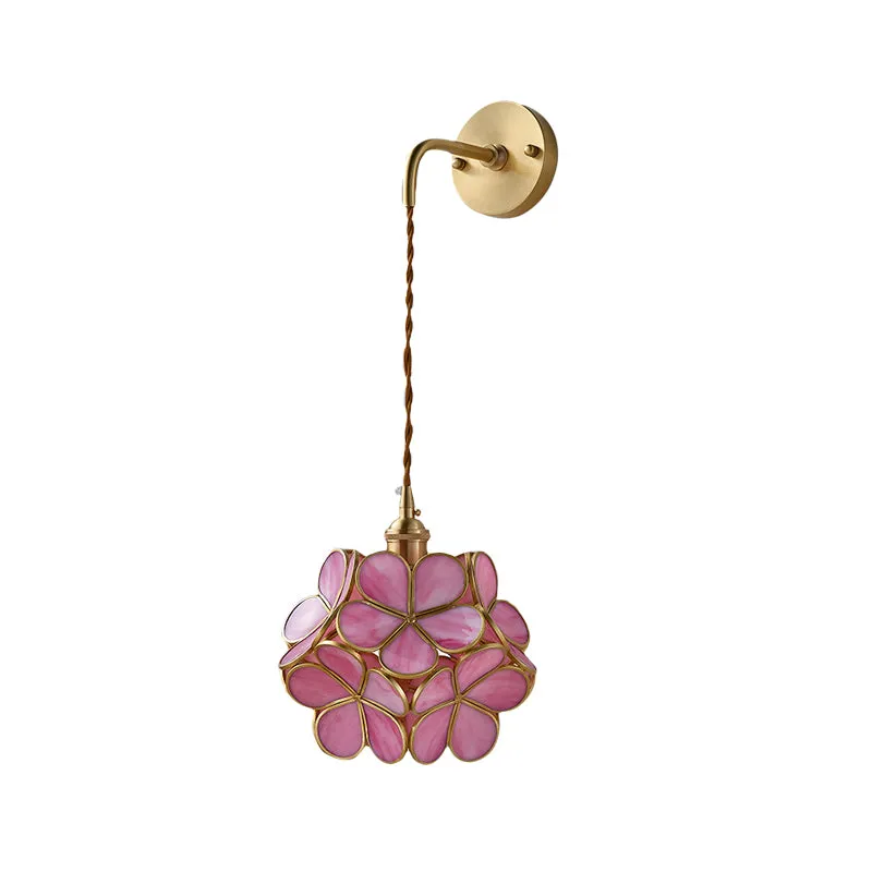 1 lamp slaapkamer schanslamp traditie wandverlichting met bloem wit/roze/blauw glazen kap Clearhalo