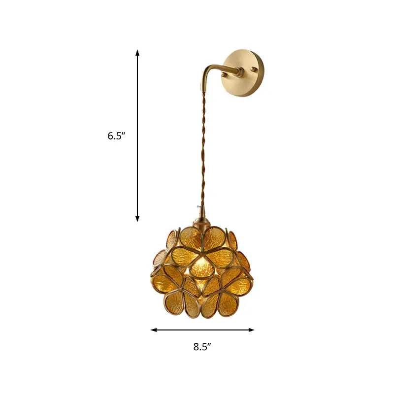 1 lamp slaapkamer schanslamp traditie wandverlichting met bloem wit/roze/blauw glazen kap Clearhalo