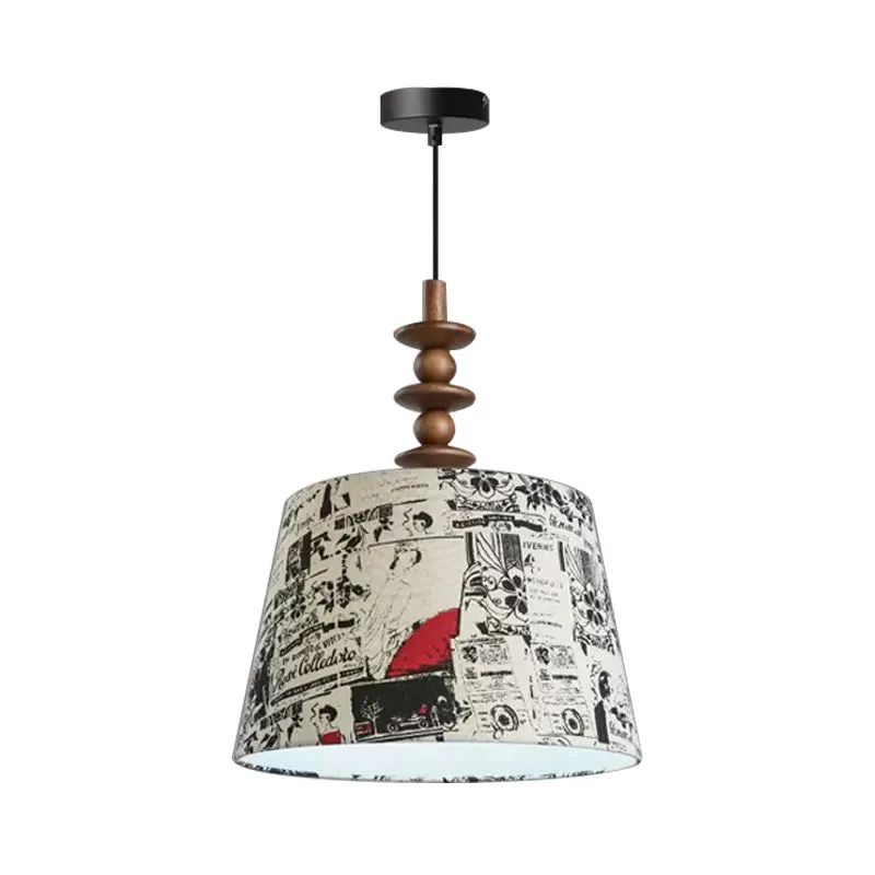 1 Lamp Stof Hanglamp Platteland Stof Wit Conisch schrift Afdrukken Eetkamer Hanglamp Clearhalo