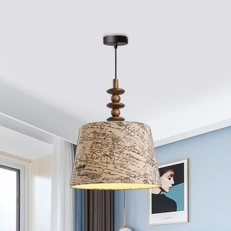 1 Lamp Stof Hanglamp Platteland Stof Wit Conisch schrift Afdrukken Eetkamer Hanglamp Clearhalo
