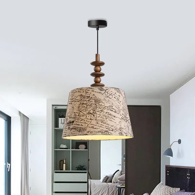1 Lamp Stof Hanglamp Platteland Stof Wit Conisch schrift Afdrukken Eetkamer Hanglamp Clearhalo