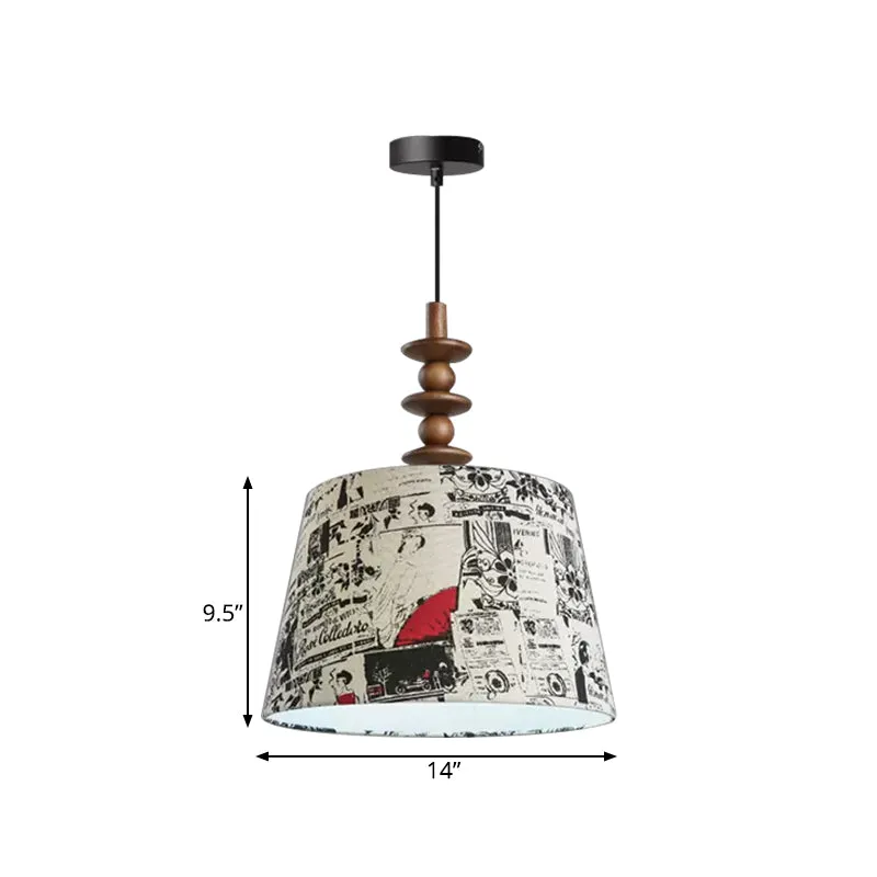 1 Lamp Stof Hanglamp Platteland Stof Wit Conisch schrift Afdrukken Eetkamer Hanglamp Clearhalo