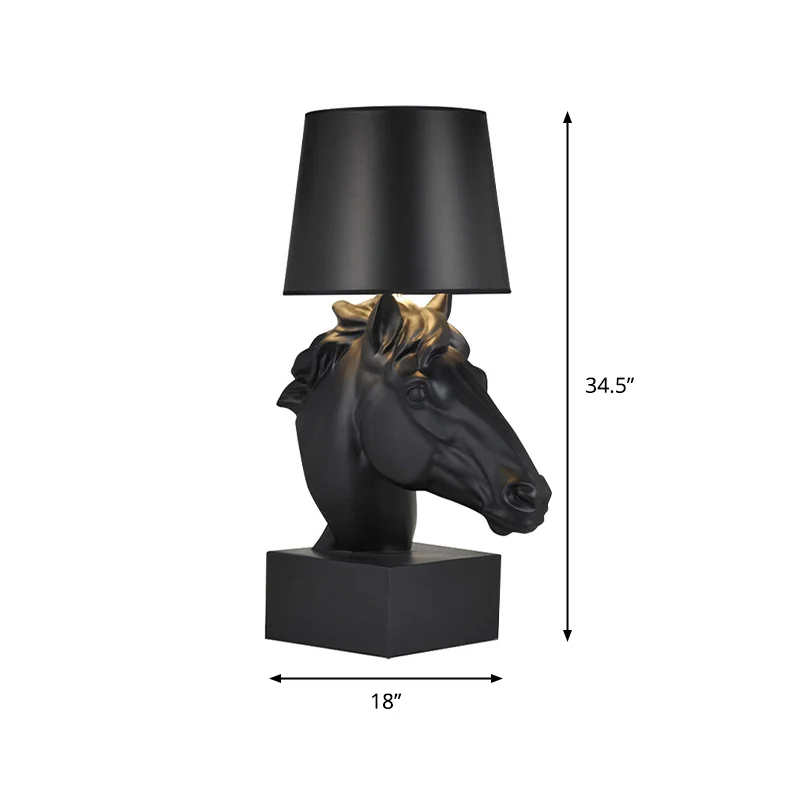 1 lamp stoffen tafelverlichting landelijke stijl zwarte taps toelopende salonnachtlamp met steedskopbasis Clearhalo