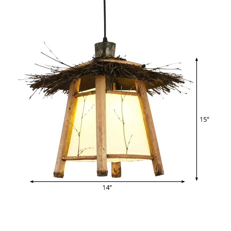 1 lamp taps toelopende hanglamp Japans hout opgehangen verlichtingsarmatuur beige voor restaurant Clearhalo