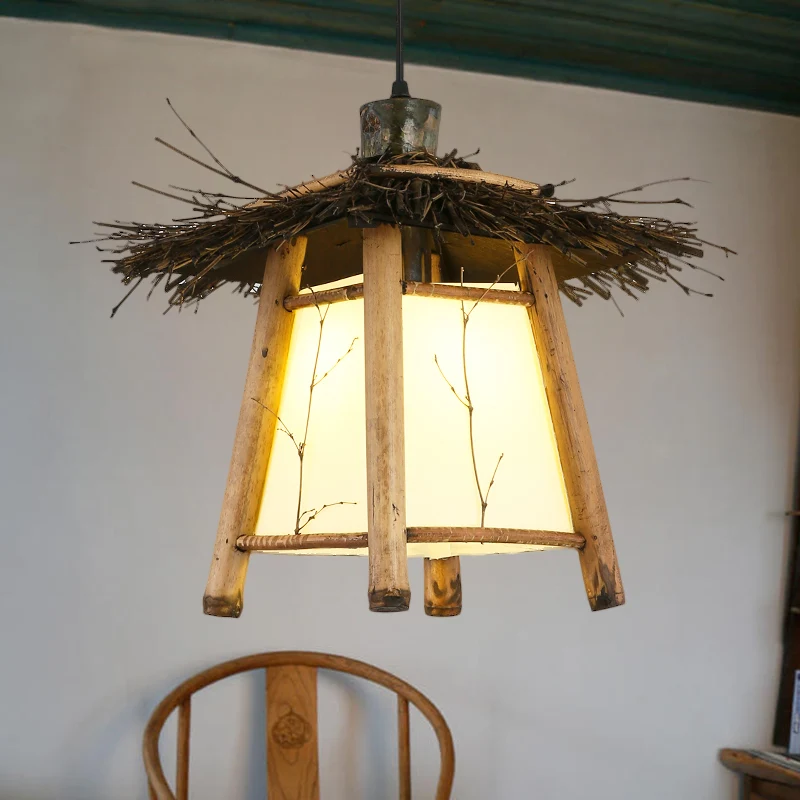 1 lamp taps toelopende hanglamp Japans hout opgehangen verlichtingsarmatuur beige voor restaurant Clearhalo