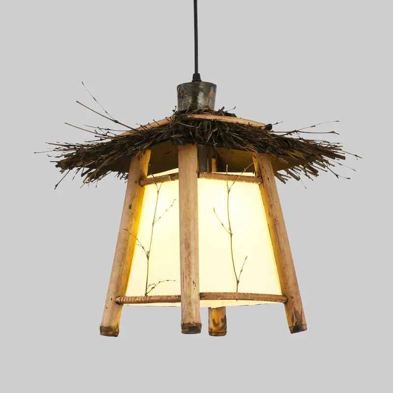 1 lamp taps toelopende hanglamp Japans hout opgehangen verlichtingsarmatuur beige voor restaurant Clearhalo