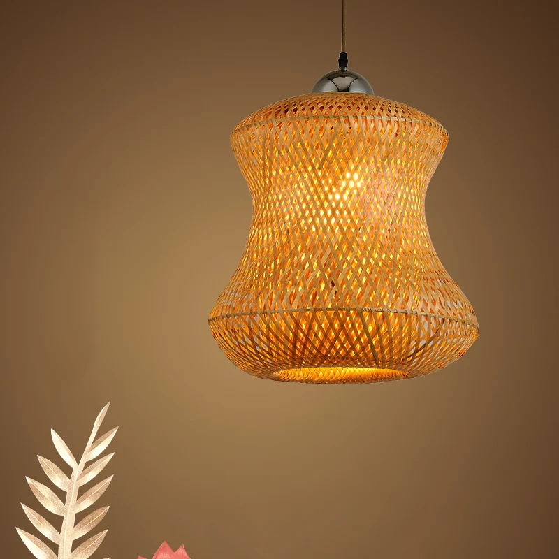 1 Lamp Tearoom Plafondlamp Aziatische Koffie Hanglamp met Handgemaakte Bamboe Schaduw Clearhalo