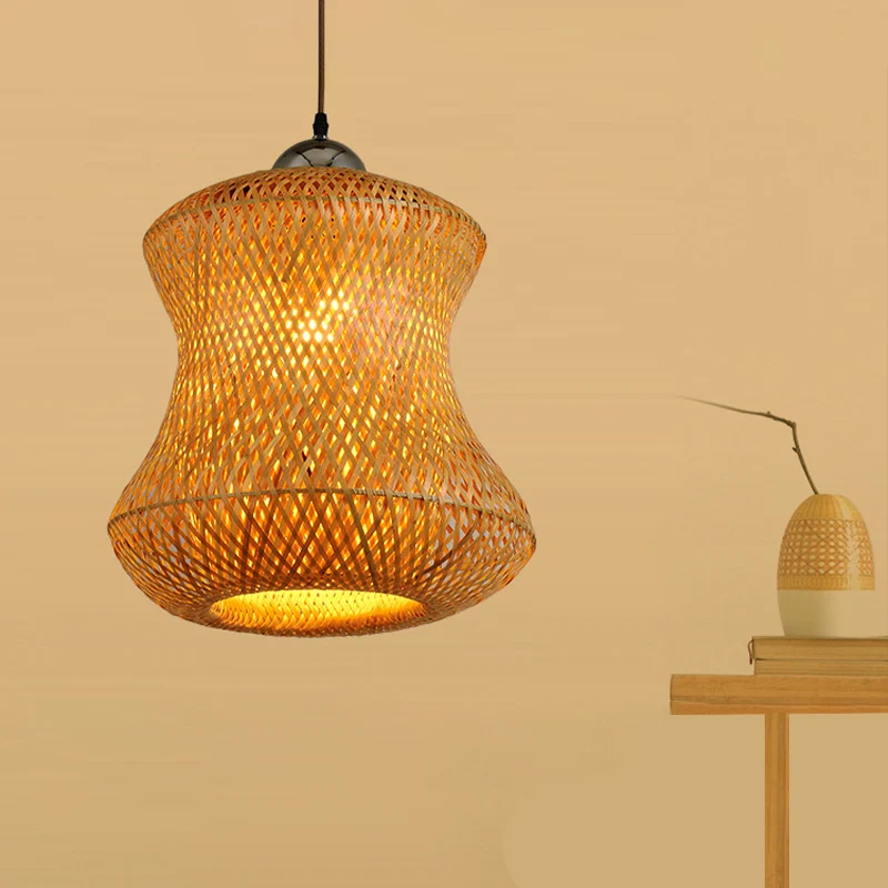 1 Lamp Tearoom Plafondlamp Aziatische Koffie Hanglamp met Handgemaakte Bamboe Schaduw Clearhalo