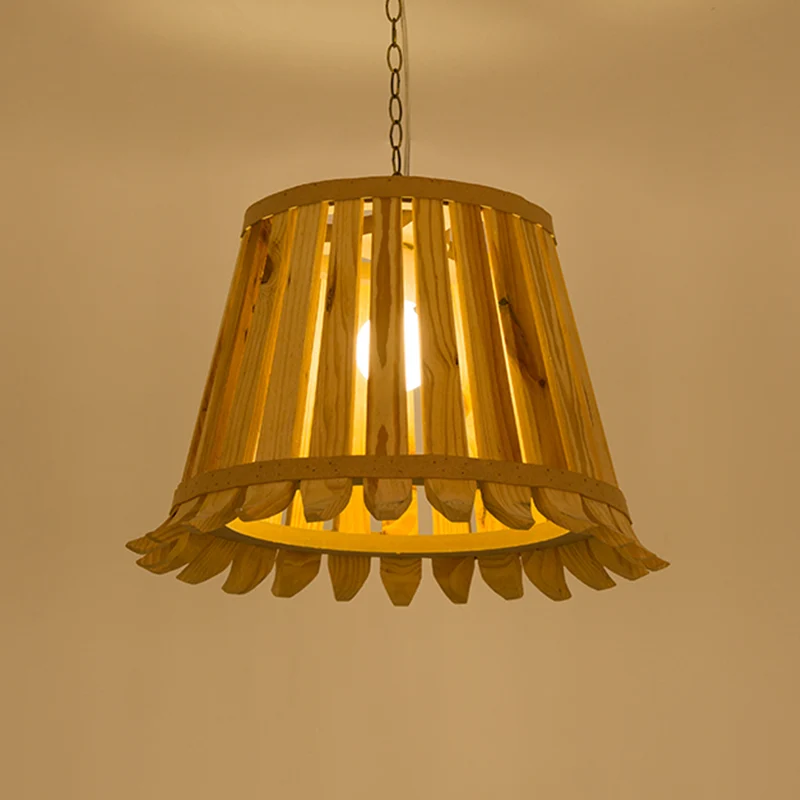 1 lamp trompet hanglamp Japanse houten hanglamp beige voor slaapkamer Clearhalo