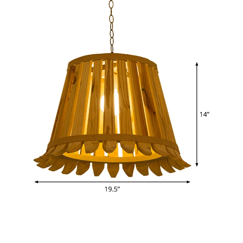 1 lamp trompet hanglamp Japanse houten hanglamp beige voor slaapkamer Clearhalo