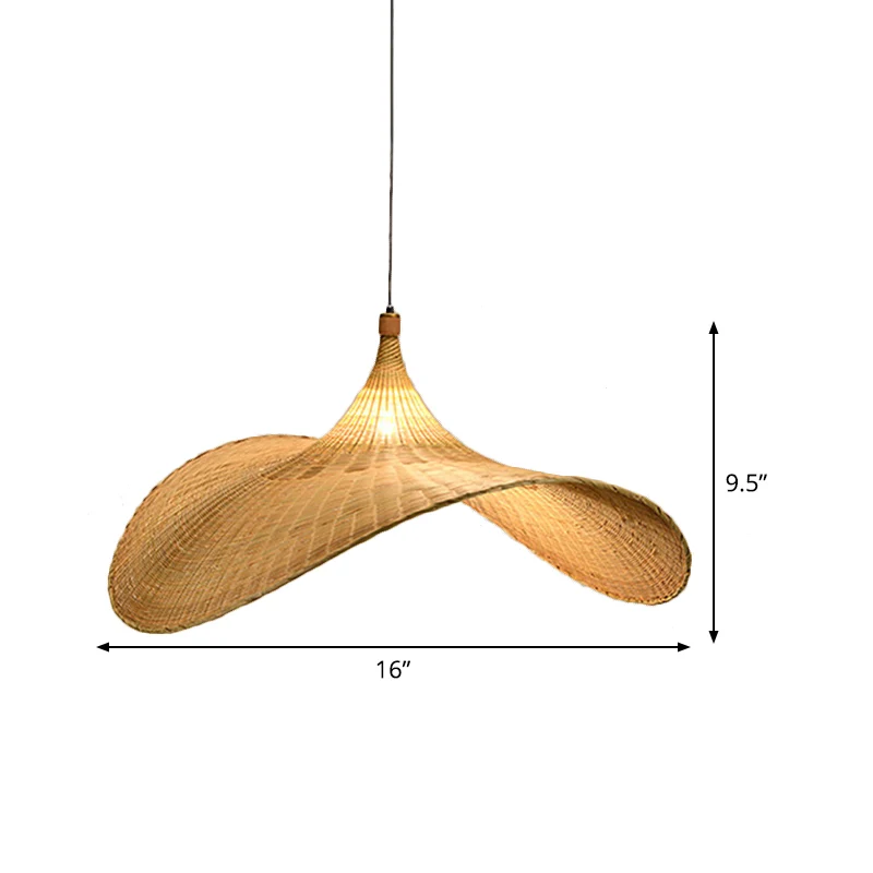 1 Lamp Woonkamer Hanglamp Asia Flaxen Hanglamp met Flare Bamboe Schaduw Clearhalo