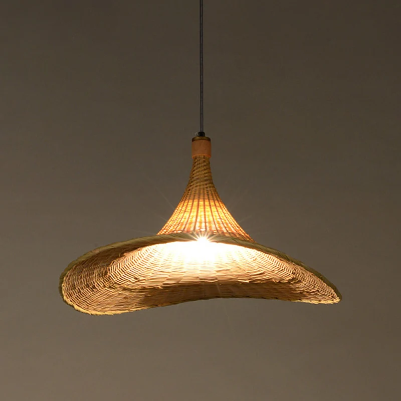 1 Lamp Woonkamer Hanglamp Asia Flaxen Hanglamp met Flare Bamboe Schaduw Clearhalo