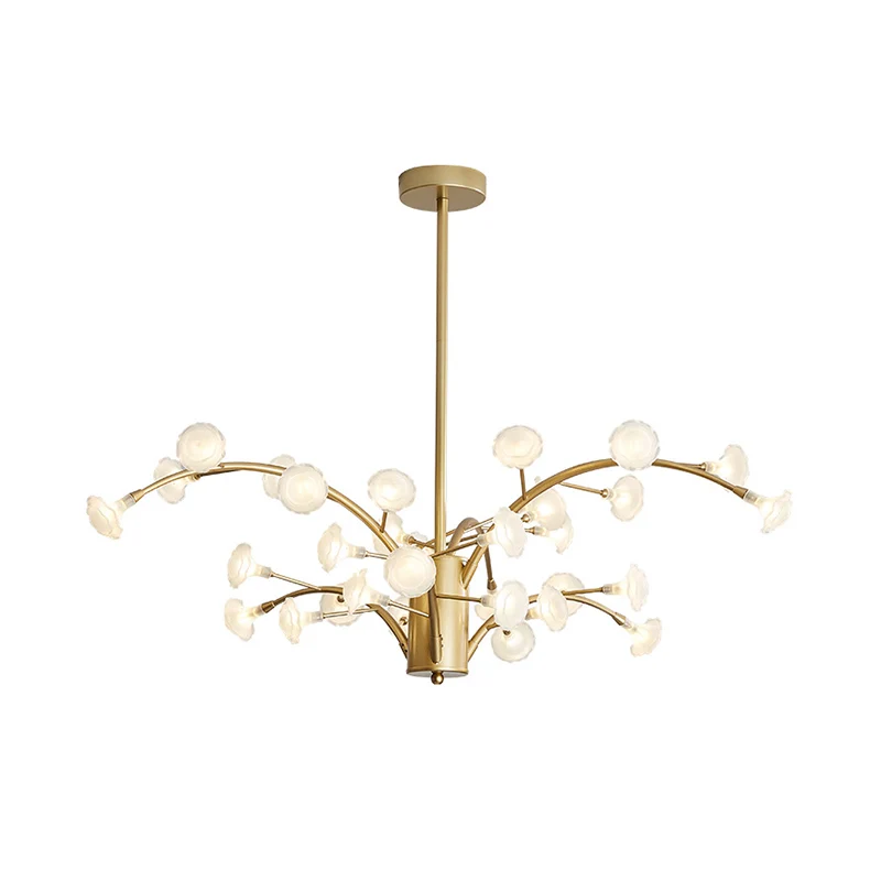 33 lampen bloemkroonluchter licht modernisme matglas hangende verlichtingsarmatuur goud Clearhalo