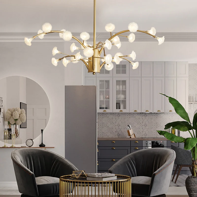 33 lampen bloemkroonluchter licht modernisme matglas hangende verlichtingsarmatuur goud Clearhalo