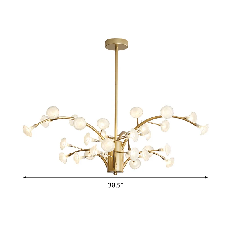 33 lampen bloemkroonluchter licht modernisme matglas hangende verlichtingsarmatuur goud Clearhalo