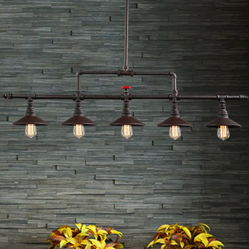 3/5 lampen conische hanglamp industriële stijl roest smeedijzeren eilandlamp voor restaurant Clearhalo