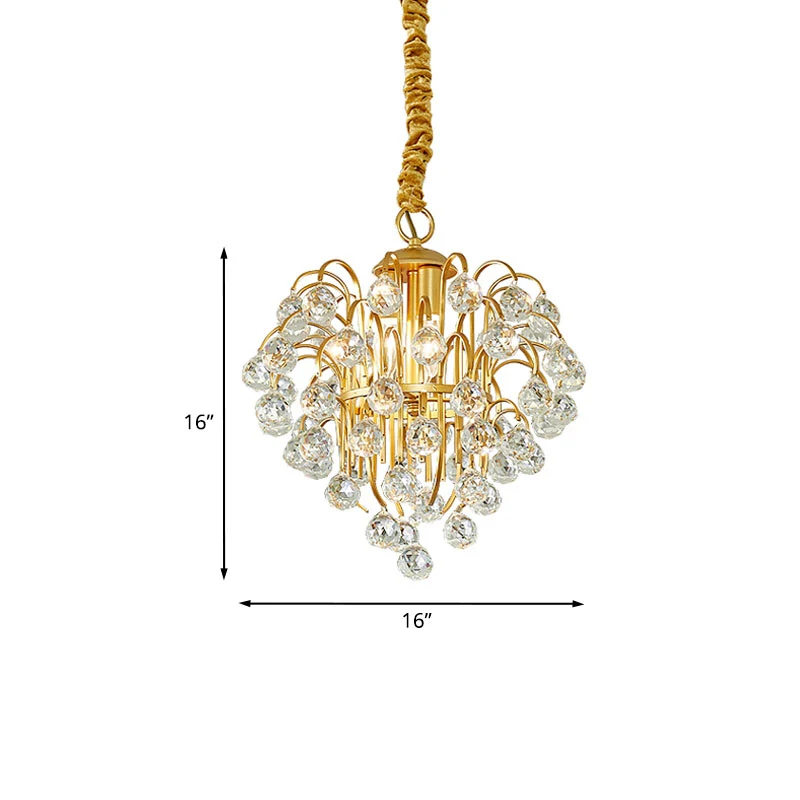 3 lampen Crystal Orb slingerlicht platteland gouden druifvorm woonkamer plafondkroonluchter Clearhalo