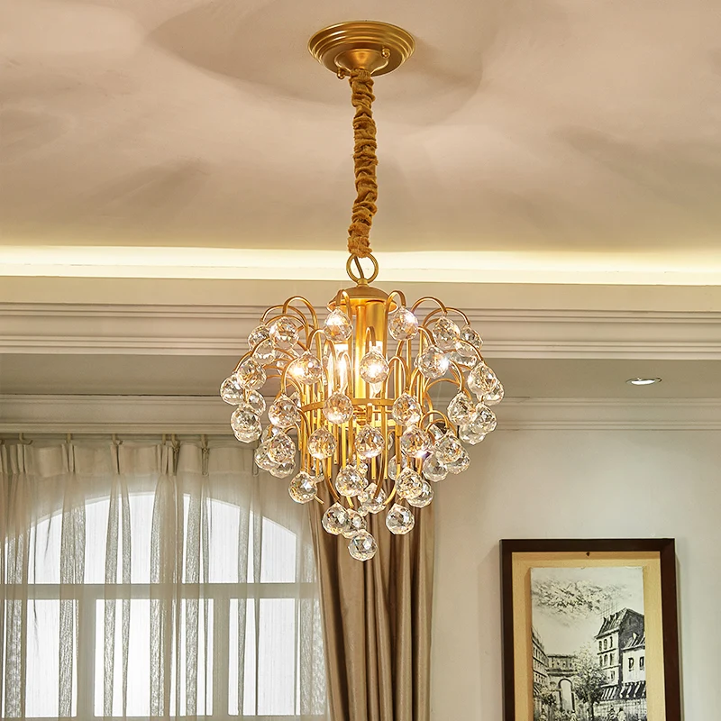 3 lampen Crystal Orb slingerlicht platteland gouden druifvorm woonkamer plafondkroonluchter Clearhalo