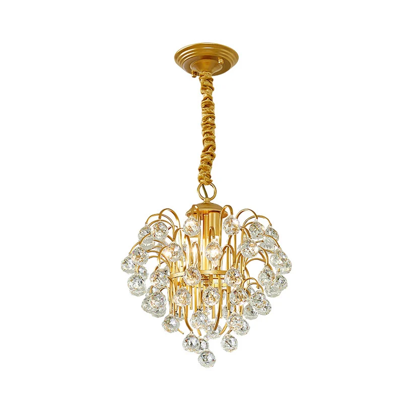 3 lampen Crystal Orb slingerlicht platteland gouden druifvorm woonkamer plafondkroonluchter Clearhalo
