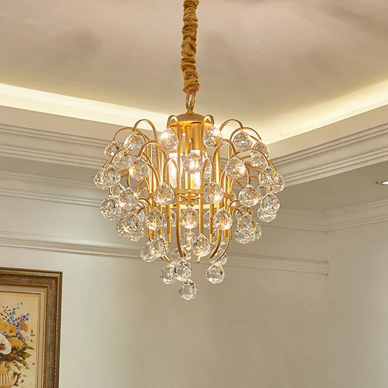 3 lampen Crystal Orb slingerlicht platteland gouden druifvorm woonkamer plafondkroonluchter Clearhalo