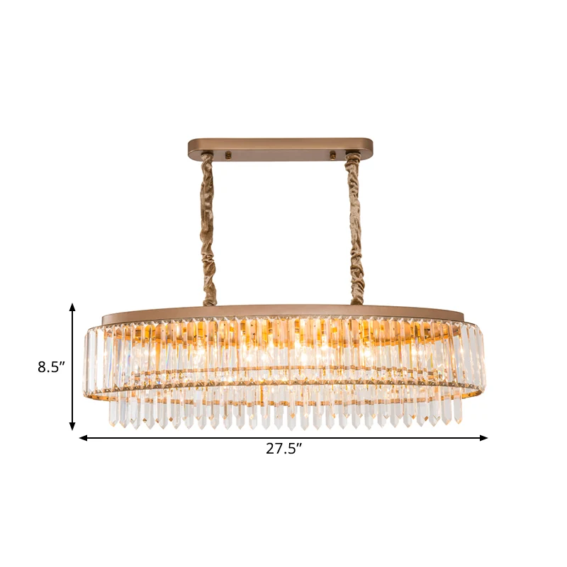 5 lampen Crystal Prism Island Light modernistische champagne ovale eetkamer hangende verlichtingsarmatuur Clearhalo