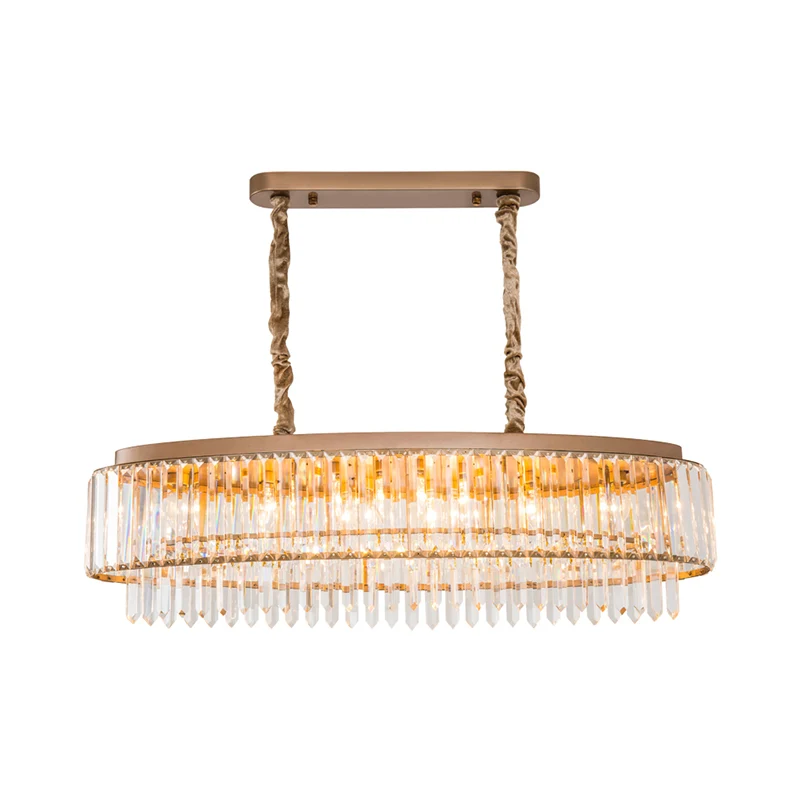 5 lampen Crystal Prism Island Light modernistische champagne ovale eetkamer hangende verlichtingsarmatuur Clearhalo